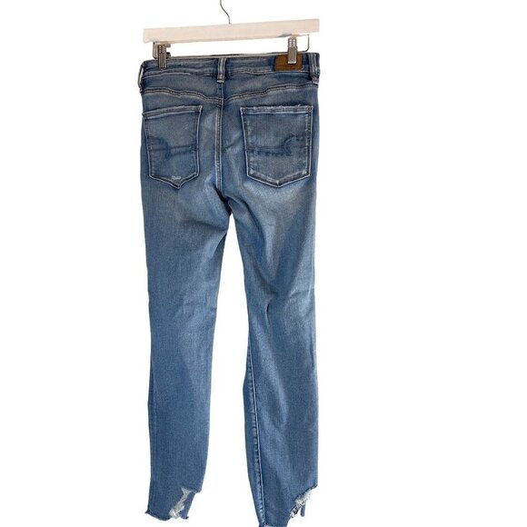 American Eagle Super Stretch X Womens Hi Rise Jeggings Jeans Destroyed Size 8 - Picture 2 of 10